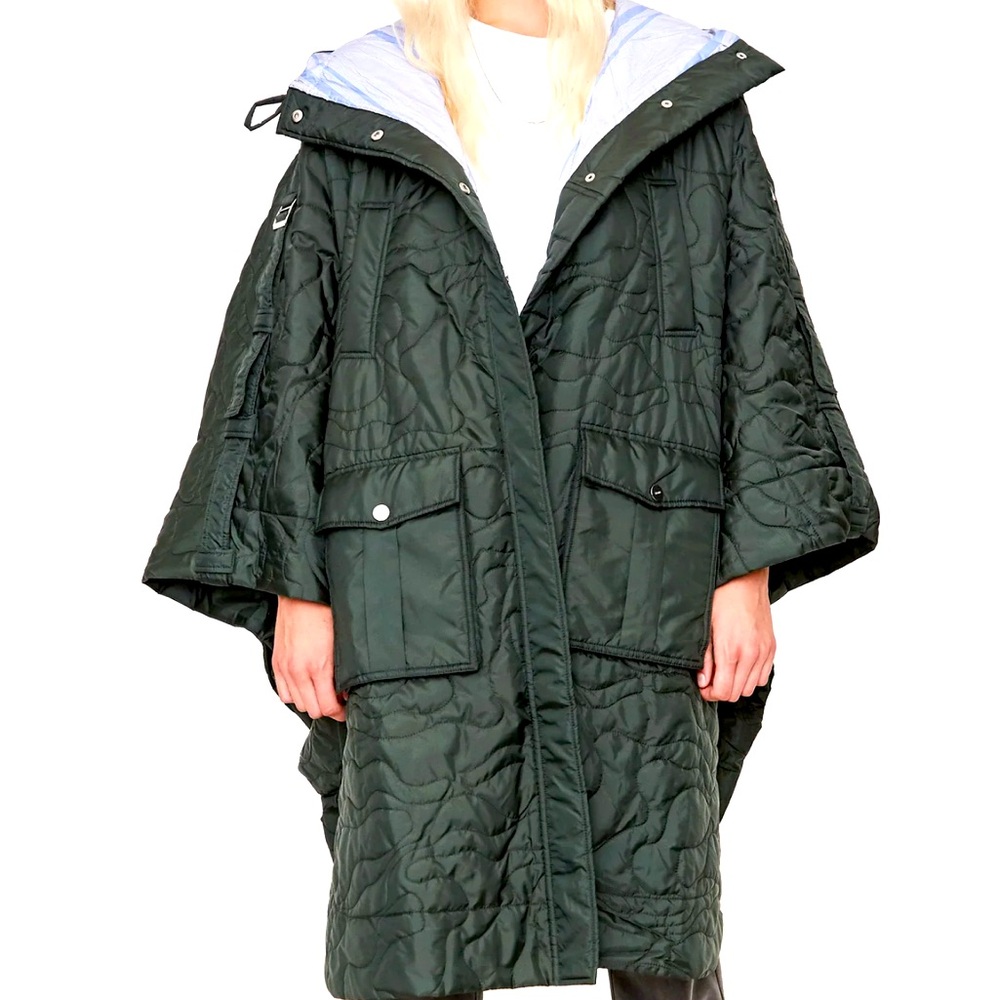 Quilted Ganni forest poncho